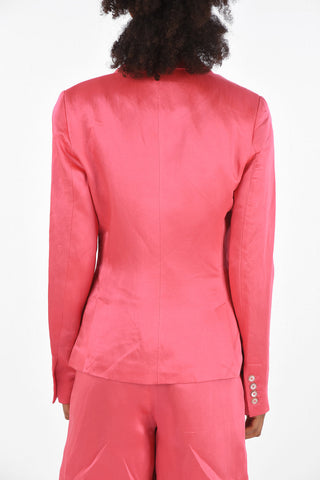 Satin Peak Lapel Double Breasted Blazer