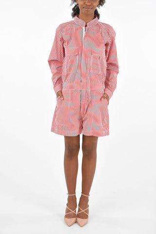 awning striped mini playsuit with zip closure