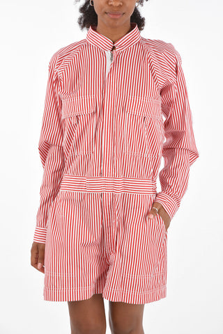 awning striped mini playsuit with zip closure