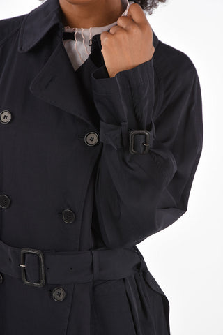 Double breated balmacaan coat with belt