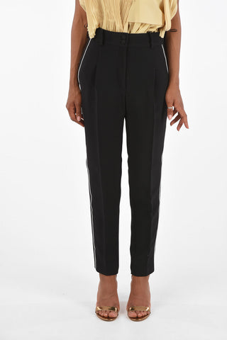 high-rise waist piping pants