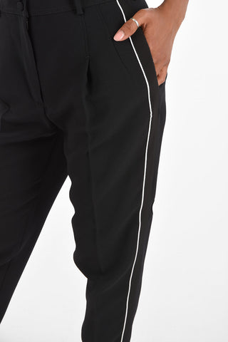 high-rise waist piping pants