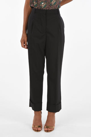 high-rise waist cuffed hem trousers