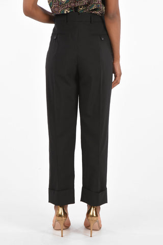 high-rise waist cuffed hem trousers