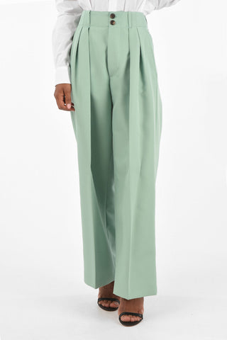 pantalone palazzo a doppia pince a vita alta