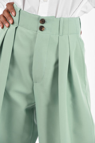 pantalone palazzo a doppia pince a vita alta