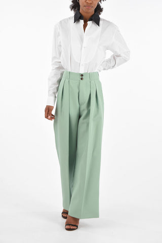 pantalone palazzo a doppia pince a vita alta