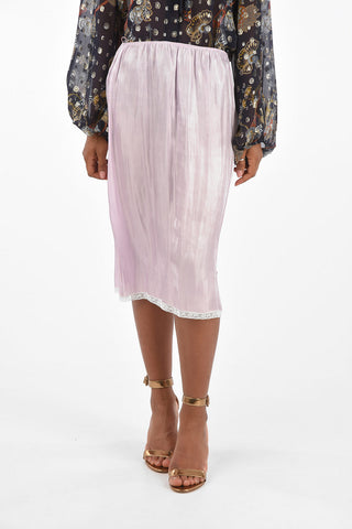 Satin Charmeuse Skirt with Lace Deatils