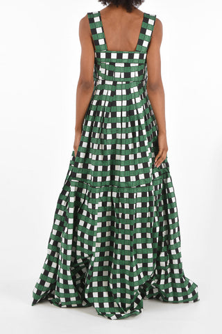check popeline maxi a-line dress