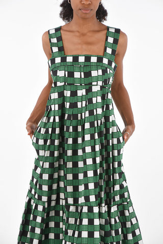 check popeline maxi a-line dress