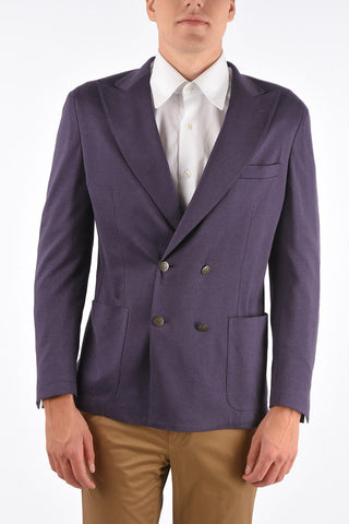 ID side vents peak lapel double-breasted blazer