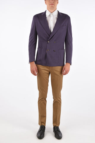 ID side vents peak lapel double-breasted blazer