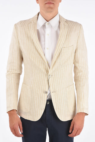 CC COLLECTION bengal striped flax SAHDEL D center vent notch lapel 2-button blazer drop 8R