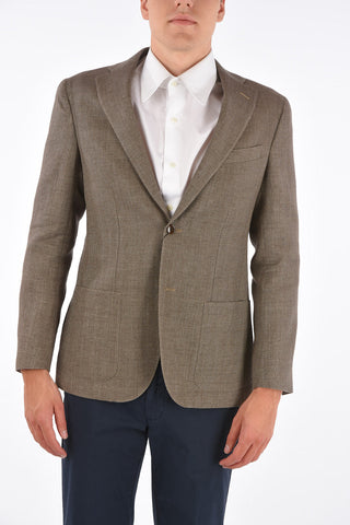 CC COLLECTION virgin wool and flax REFINED side vents 2-button blazer drop 7R