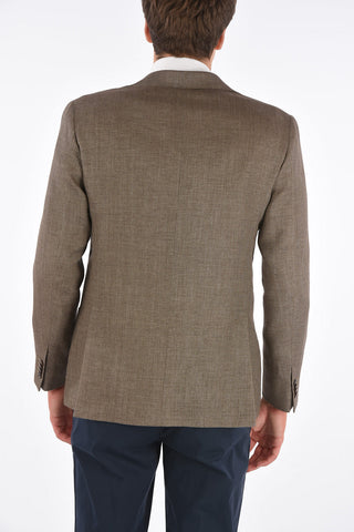 CC COLLECTION virgin wool and flax REFINED side vents 2-button blazer drop 7R