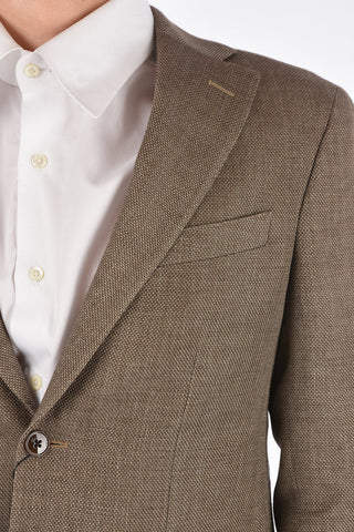 CC COLLECTION virgin wool and flax REFINED side vents 2-button blazer drop 7R