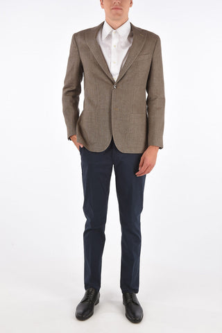 CC COLLECTION virgin wool and flax REFINED side vents 2-button blazer drop 7R