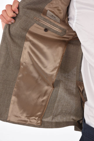 CC COLLECTION virgin wool and flax REFINED side vents 2-button blazer drop 7R