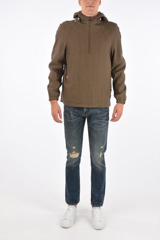 ID anorak IDENTITY in lana vergine e in lino con cappuccio