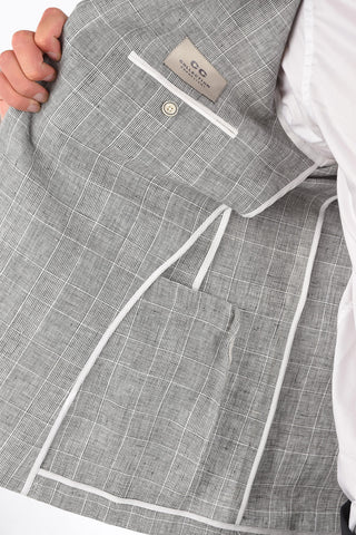 CC COLLECTION district check flax RESET center vent notch lapel 2-button blazer drop 8R