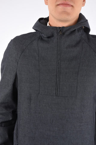 ID virgin wool and flax IDENTITY anorak with hood