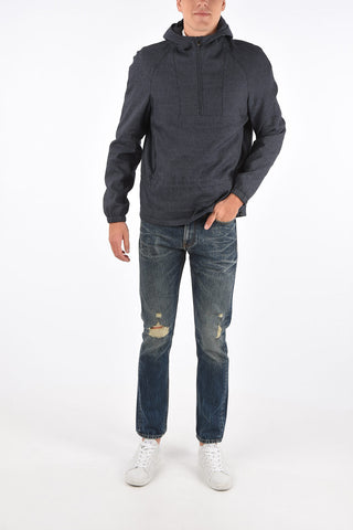 ID virgin wool and flax IDENTITY anorak with hood