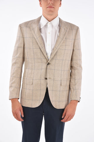 check silk LEADER SOFT side vents notch lapel 2-button blazer drop 7R