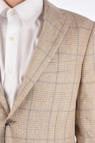 check silk LEADER SOFT side vents notch lapel 2-button blazer drop 7R