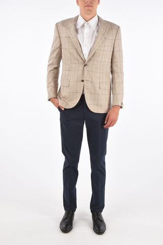 check silk LEADER SOFT side vents notch lapel 2-button blazer drop 7R