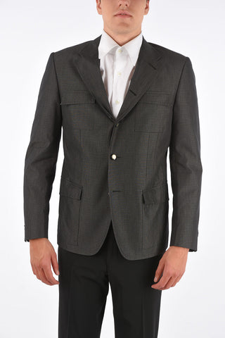 TREND mini check SPORTIVE 70 center vent notch lapel jacket drop 8R