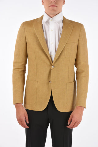 CC COLLECTION virgin wool and flax REWARD side vents 2-button blazer drop 7R