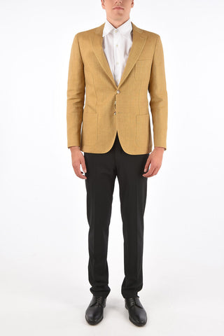 CC COLLECTION virgin wool and flax REWARD side vents 2-button blazer drop 7R