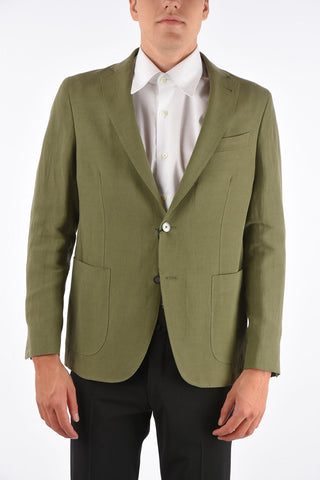 silk and flax MOLVENA side vents notch lapel 2-button blazer drop 7R