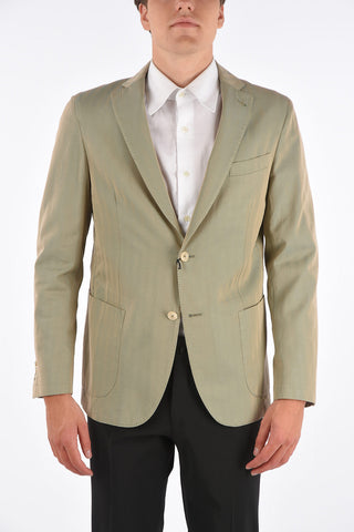 Herringbone Patterned Blazer with Notch Lapel
