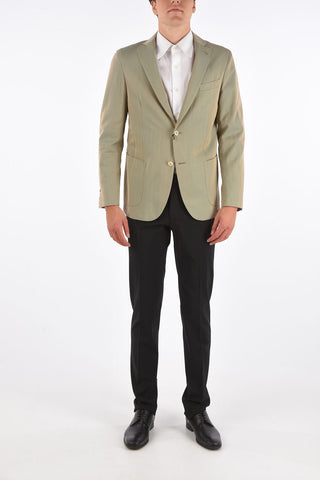 Herringbone Patterned Blazer with Notch Lapel