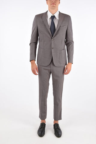 CC COLLECTION houndstooth stretch wool REWARD side vents notch lapel 3-button suit