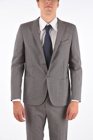 CC COLLECTION houndstooth stretch wool REWARD side vents notch lapel 3-button suit