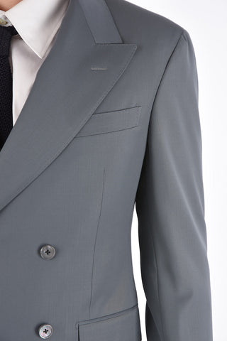 virgin wool side vents peak lapel 2-button double breasted suit drop 7R