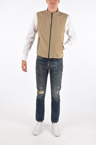 ID leather sleeveless outerwear jacket