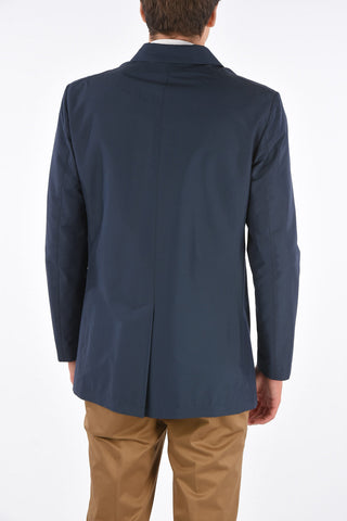 Silk blend hidden closure balmacaan coat