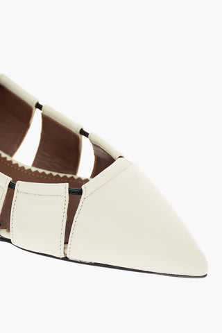 leather Point Toe lace-up Ballet flats